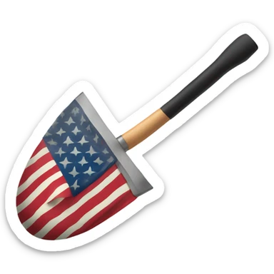 American flag connected to a black shovel sticker