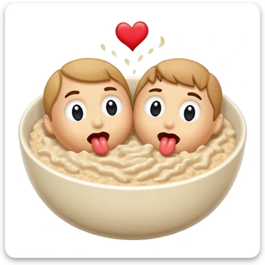 two bowls of oatmeal with tongues on the bowl that are kissing  sticker