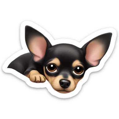 black & tan chihuahua puppy sleeping with a pink blanket  sticker