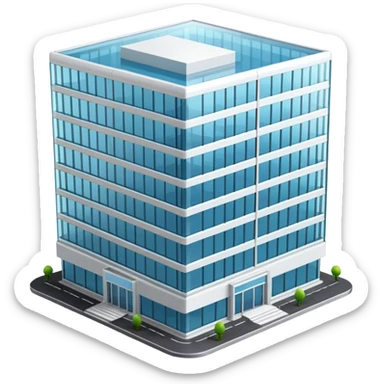 generate realistic detailed office glass building in 3d style sticker