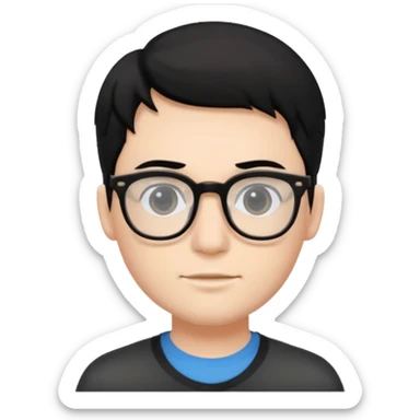 very handsome and very white as a color skin boy with black hair and glasses  sticker