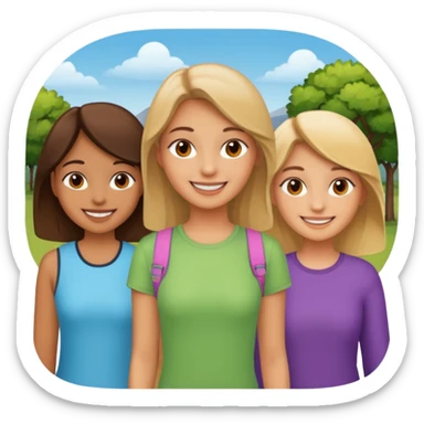 smiling girl with friends outdoors sticker