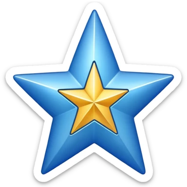 generate an emoji with a white tick in between a blue star having 11 points  sticker