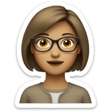 young girl with beige skin with a brown bob hairstyle wearing glasses sticker