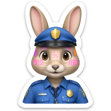 Judy Hopps (gray rabbit with police suit, without a cap) from the Zootopia Disney movie sticker