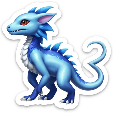 White glossy soft silky furry iridescent Salandit-Litleo-Absol-Shinx-fusion-hybrid, full body sticker