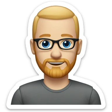White groom with black glasses blue eyes no hair and strawberry blonde long straight beard  sticker