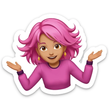 bungee jumping face with earrings pink hair flying away sticker