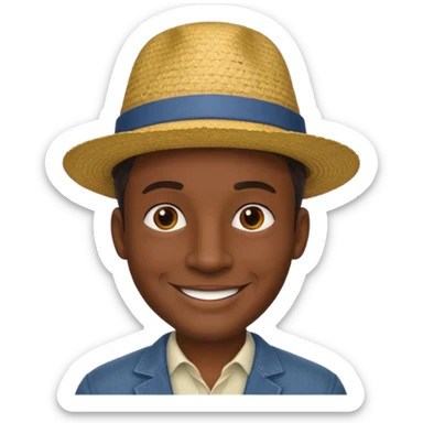 Visage homme créole réunionnais avec chapeau sticker