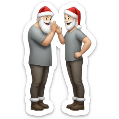 Full height Actively gesturing with hands pale skin Santa Claus in gray sticker
