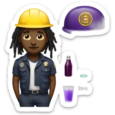 Black boy with dreads and a hard hat titled FBI and purple drink in other hand  sticker