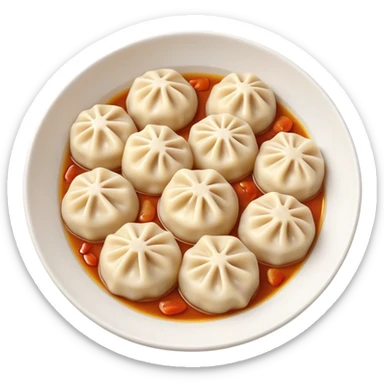 Cinematic realistic emojis depicting a dish of dumplings, with a soft texture and attractive natural lighting. sticker