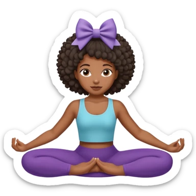 Black girl with coily hair doing Pilates with a bow in her hair  sticker