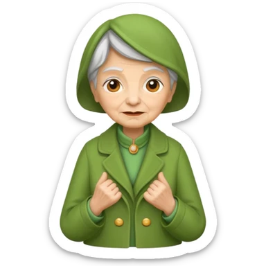 green coat old woman sticker