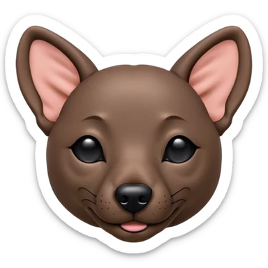 Meme-Worthy Cute Sleeping Xoloitzcuintle dog Portrait Emoji, Head resting peacefully with a contented smile, showcasing a sleek, muscular build with smooth, hairless ebony skin and gently relaxed wrinkles, eyes shut in a serene nap, Simplified yet hilariously adorable features, highly detailed, glowing with a soft, drowsy light, high shine, relaxed and utterly lovable, stylized with an air of playful laziness, bright and heartwarming, soft glowing outline, capturing the essence of a comically sleepy guardian, so meme-worthy it feels like it could instantly become the next viral sensation of adorable slumber! sticker