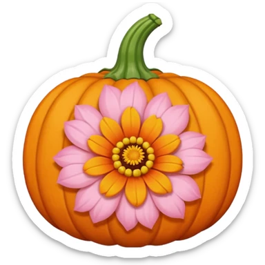 pastel pink orange halloween  flower pumpkin choker sticker
