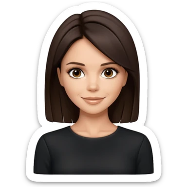 Victoria Beckham with dark brown hair, black outfit sticker