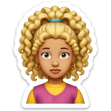 Make lisa simpson as african american with big curly ponytail as a kid sticker