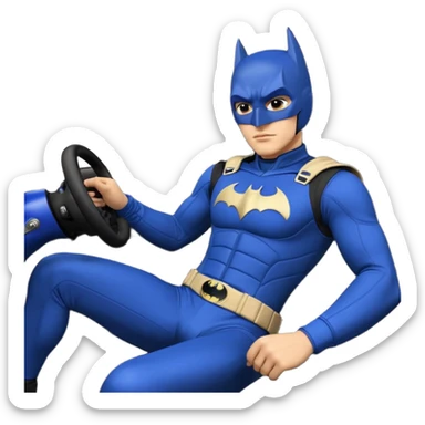 full size real-appearance road racing sexy muscular Batman’s masculine midnight-colored tight outfit 1970’s tv style dark knight stealthy accurate sporty safe plush deluxe off-road pursuit drifting car lexus (black hair,reclining and relaxed torso and shoulders back against seat) rallycross kart  sticker