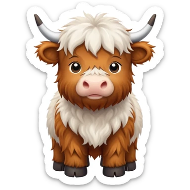 Cute Fluffy Highland cow baby sticker