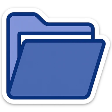 blue full folder icon, modern, minimal, flat design, no text sticker
