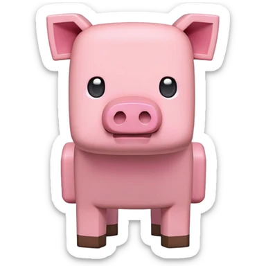 minecraft pig full body pink blocky animal square head square body sticker