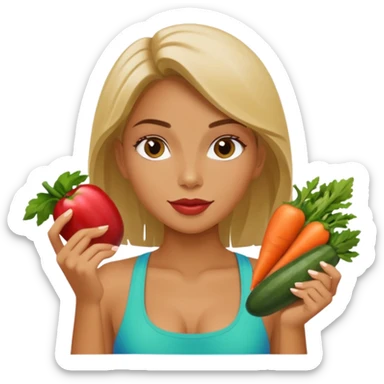 A fit girl with eating healthy food sticker