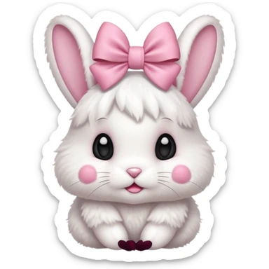 Baby bunny with coquette bow on ear sticker