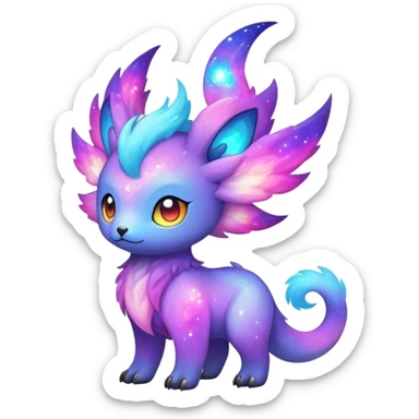 Cute cool colorful nebula fantasy animal hybrid Fakemon full body sticker