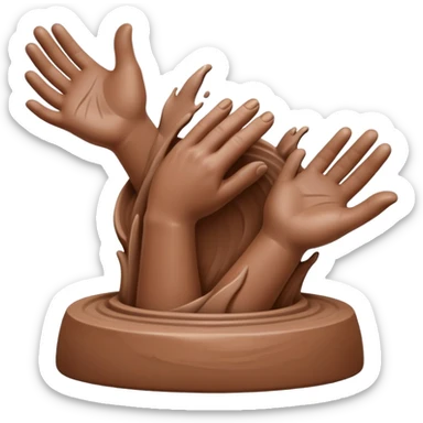 hand doing palm hug on mound of clay on silver pottery wheel sticker