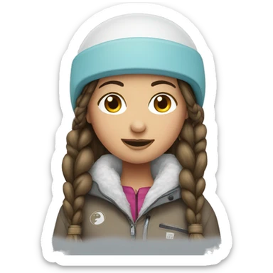 snowboard brunette with pigtails sticker