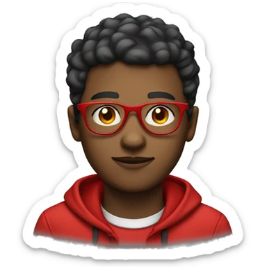 A male light dark teen with a fade and wearing red glasses sticker