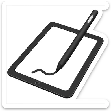 Remove the hand from the digital tablet with stylus, keep the board and drawing, in emoji style, with no background. sticker