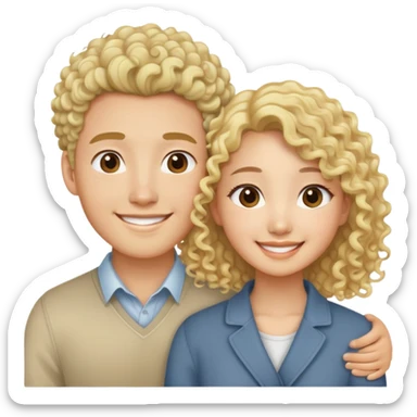 Asian girl and blonde curly hair guy couple couple sticker