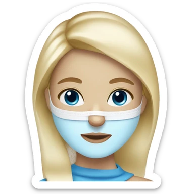 Blonde girl blue eyes with skincare mask on sticker