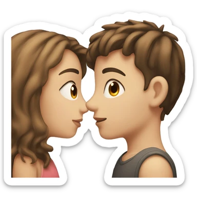 a boy with fair skin and dark hair kisses a girl with fair skin and light brown hair sticker