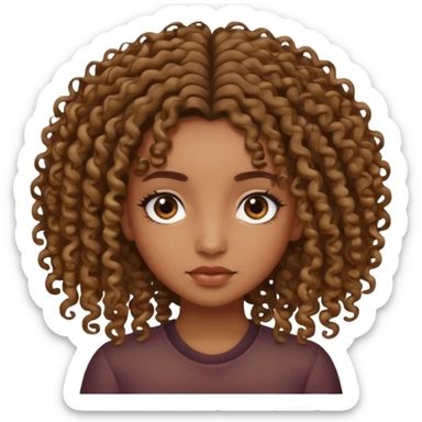 Brown skin girl with curly roots straight ends sticker