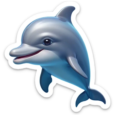 Cinematic Comical Bottlenose Dolphin Portrait Emoji, Head tilted dramatically with an exaggeratedly amused expression, featuring a sleek, shiny glossy body with wide, comically expressive eyes full of playful disbelief and a quirky, animated dorsal fin, Simplified yet hilariously expressive features, highly detailed, glowing with a slightly sassy aquatic glow, high shine, dramatic yet playful, stylized with an air of cheeky marine mischief, soft glowing outline, capturing the essence of a meme-worthy dolphin that looks ready to side-eye its way into viral fame! sticker