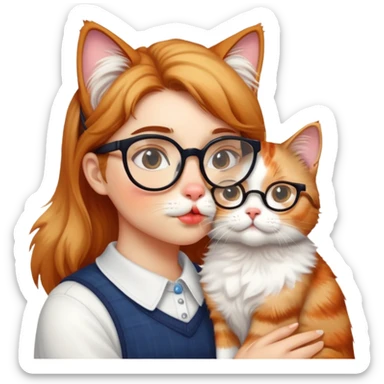 kissing cat + nerd sticker