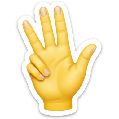 A bright yellow cartoon hand making an ‘L’ shape with the thumb and index finger. The other fingers are curled down. The hand is shown facing forward with a soft, rounded 3D style, similar to Apple emoji design. sticker