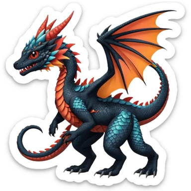 Dutch-Angel-Dragon-Grem2-Trico-Nargacuga-Salandit-Drudigon-fusion-animal-creature, full body  sticker