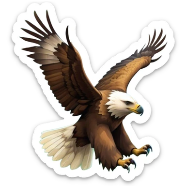 Collage of wild animals: a majestic bear in a lush green forest, a soaring eagle in the sky. A vibrant and detailed nature scene, capturing the beauty of wildlife. Transparent background. sticker