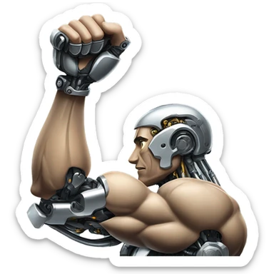 Cyborg arm only flexing bicep and shoulder with gears and shocks sticker
