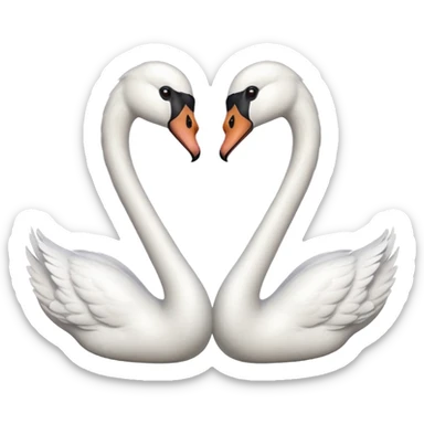Two swans facing each other head to head, making heart shape sticker