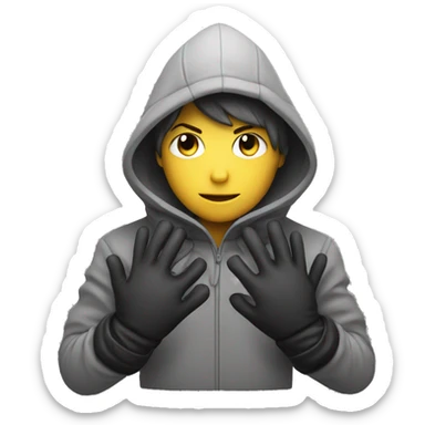 grayscale mysterious hooded boy in gloves sticker