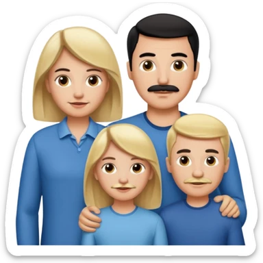 Family of 5. Mom, dad, 2 boys, one girl. Kids have blonde hair. Mom has light brown hair. Dad has black hair with mustache. sticker