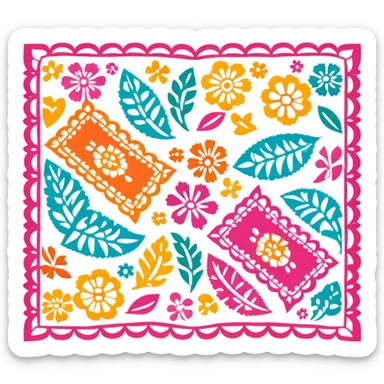 colorful papel picado Mexican banner decoration sticker