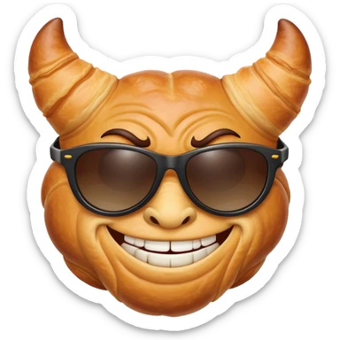 Cruasán con gafas de sol y sonrisa diabólica  sticker