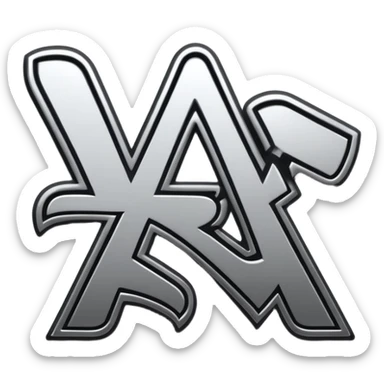 western style graffiti connected BLK letters with metallic silver outline, transparent background, only the letters visible, simple design for Discord sticker