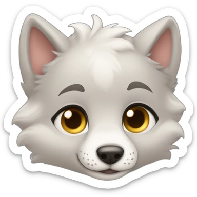 baby wolf blushing sticker
